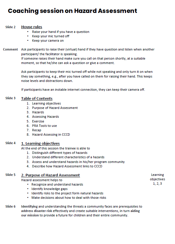 Hazard assessment - manual for PowerPoint presentation - Howto